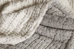 Dipti Cotton & Linen Block Print Bed Quilt - Charcoal