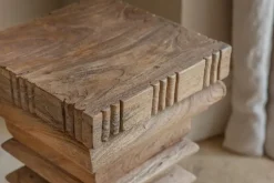 Disha Carved Mango Wood Side Table - Natural