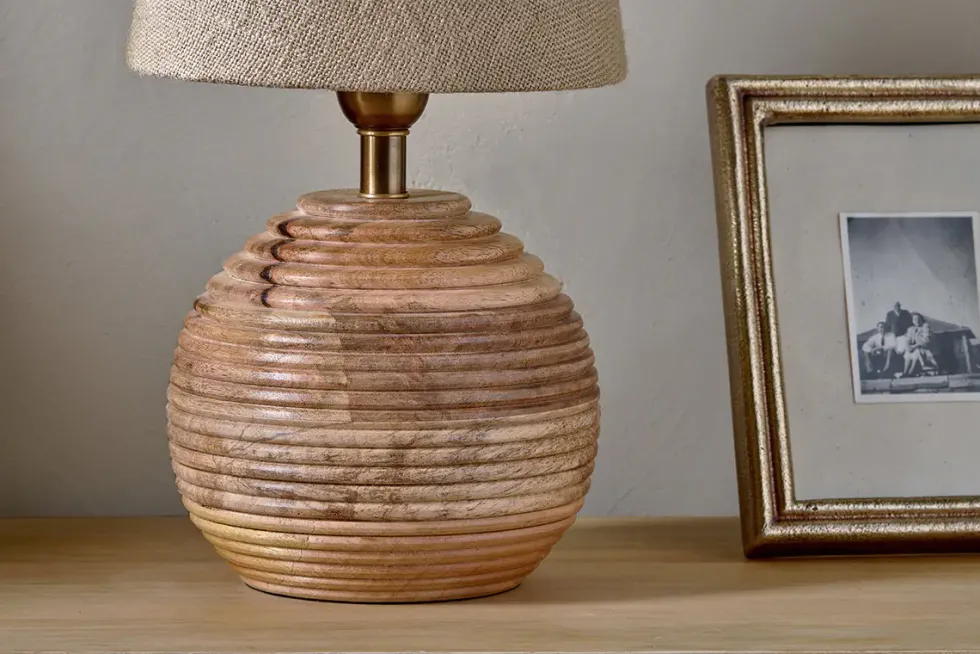 Drisana Mango Wood Bedside Table Lamp