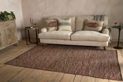 Ele Handwoven Recycled Leather Rug - Tan