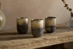 Furaha Tealight Holders - Frosted Black - Small (Set of 3)
