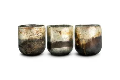 Furaha Tealight Holders - Frosted Black - Small (Set of 3)