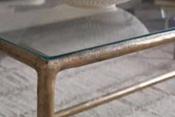 Gilasi Cast Metal & Glass Coffee Table - Antique Brass