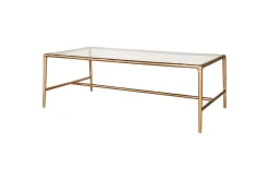 Gilasi Cast Metal & Glass Coffee Table - Antique Brass