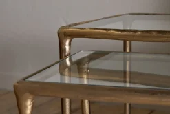 Gilasi Cast Metal & Glass Nesting Side Tables - Antique Brass (Set of 2)