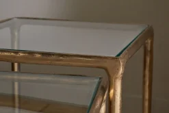 Gilasi Cast Metal & Glass Nesting Side Tables - Antique Brass (Set of 2)