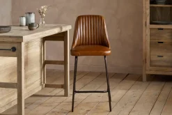 Harsha Leather Counter Chair - Aged Tan