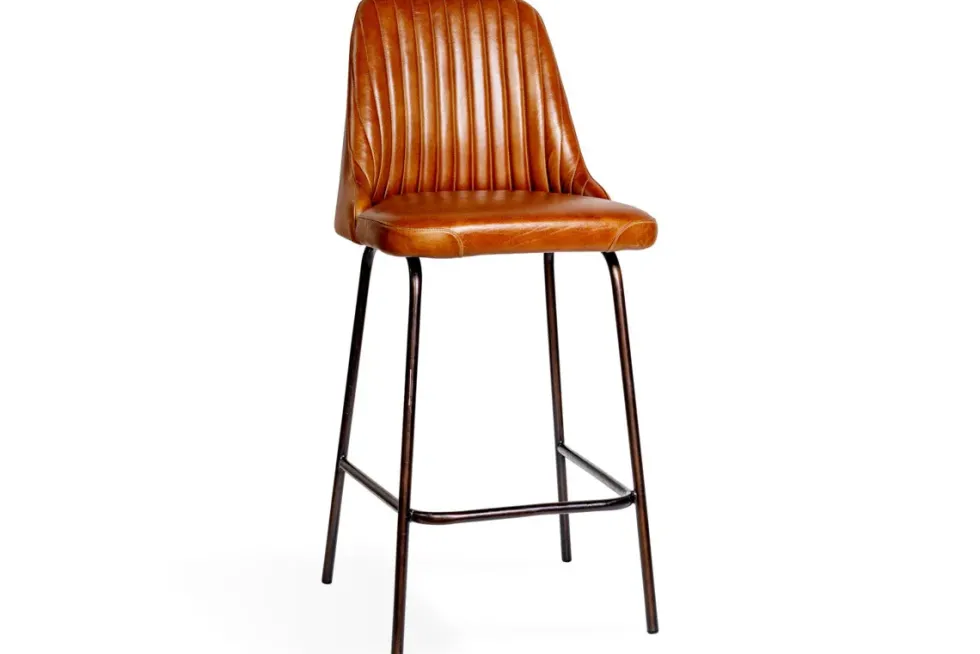 Harsha Leather Counter Chair - Aged Tan