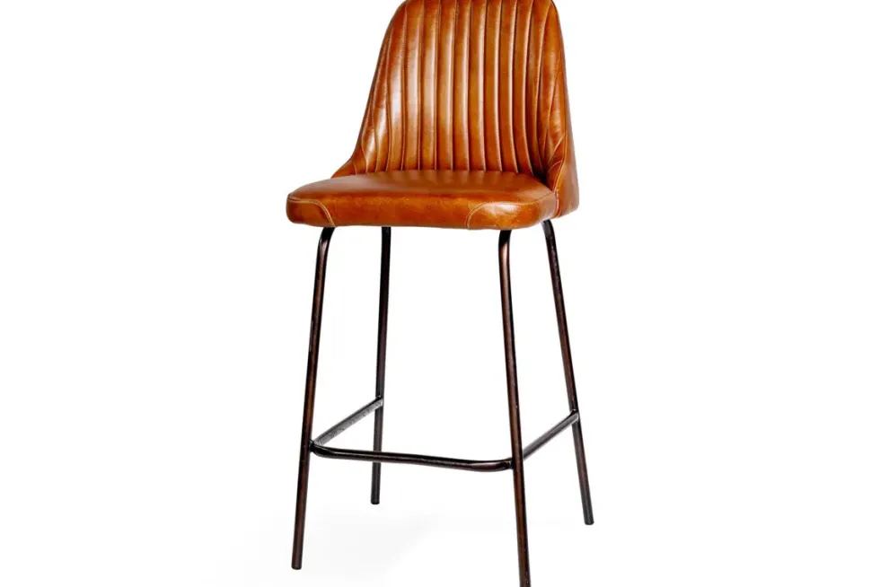 Harsha Leather Counter Chair - Aged Tan