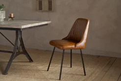 Harsha Leather Dining Chair - Aged Tan
