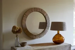 Ibo Reclaimed Round Wall Mirror - Natural