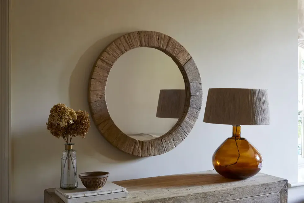 Ibo Reclaimed Round Wall Mirror - Natural