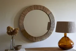 Ibo Reclaimed Round Wall Mirror - Natural
