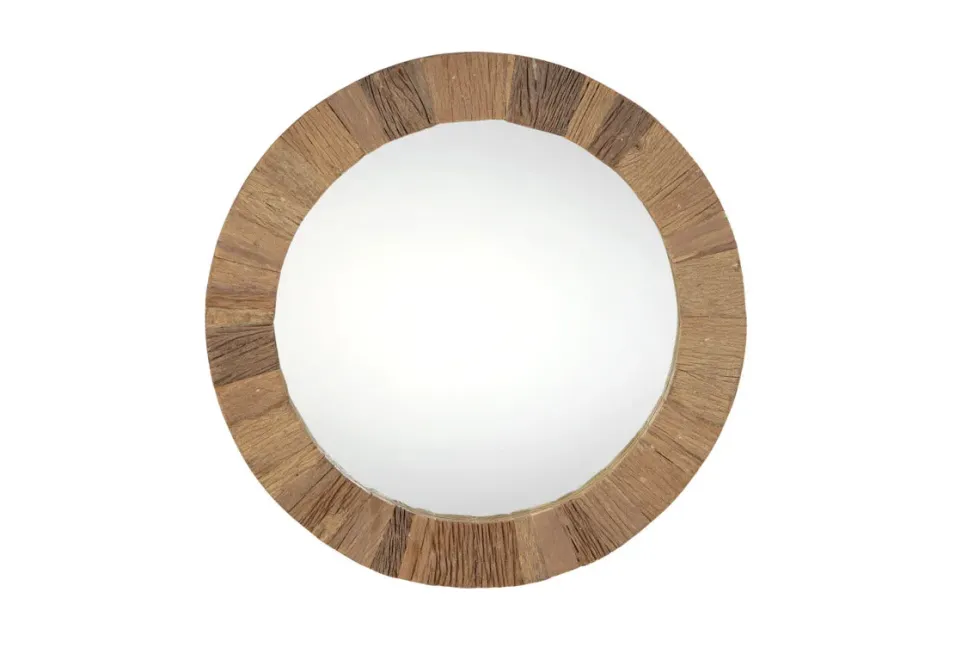 Ibo Reclaimed Round Wall Mirror - Natural