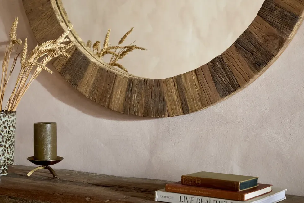 Ibo Reclaimed Round Wall Mirror - Natural