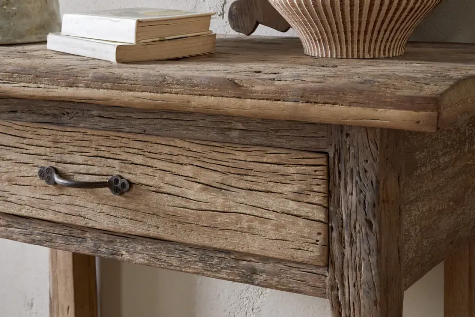 Ibo Reclaimed Wood 1 Drawer Console Table - Natural