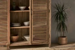 Ibo Reclaimed Wooden Slatted Cabinet – Natural - Large