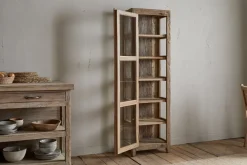 Ibo Reclaimed Wood & Glass Cabinet - Natural - Tall