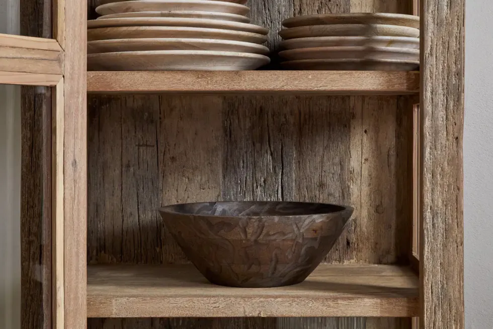 Ibo Reclaimed Wood & Glass Cabinet - Natural - Tall