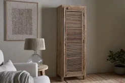 Ibo Reclaimed Wood Slatted Tall Cabinet - Natural - Tall