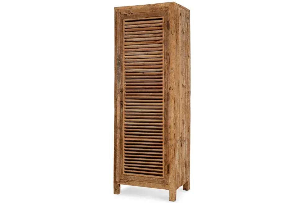 Ibo Reclaimed Wood Slatted Tall Cabinet - Natural - Tall