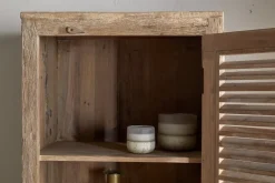 Ibo Reclaimed Wood Slatted Tall Cabinet - Natural - Tall