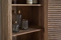 Ibo Reclaimed Wood Slatted Tall Cabinet - Natural - Tall