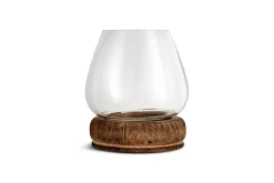 Ika Mango Wood & Recycled Glass Lantern - Natural & Clear