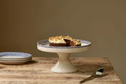 Indigo Drop Ceramic Stand - Cream & Indigo