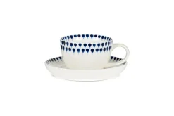 Indigo Drop Cup & Saucer - Cream & Indigo