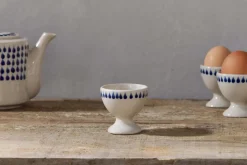 Indigo Drop Egg Cups - Cream & Indigo (Set of 2)