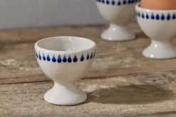 Indigo Drop Egg Cups - Cream & Indigo (Set of 2)