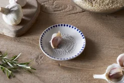 Indigo Drop Garlic Grater - Cream & Indigo