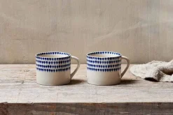 Indigo Drop Mug - Cream & Indigo - Small (Set of 2)