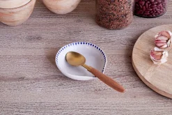Indigo Drop Spoon Rest - Cream & Indigo