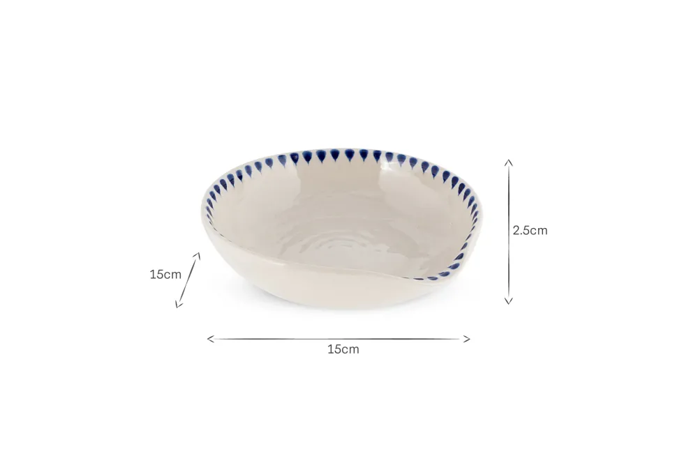 Indigo Drop Spoon Rest - Cream & Indigo