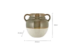 Inha Reactive Glaze Vase - Dark Olive & Natural