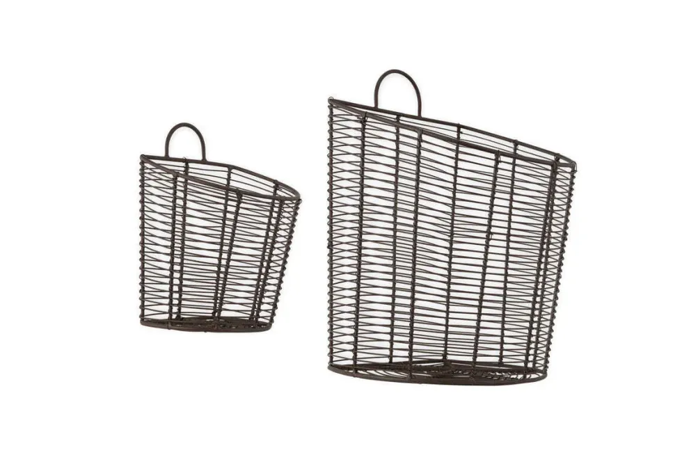 Inkollu Wall Hung Baskets - Aged Brass - (Set of 2)