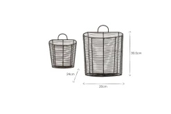 Inkollu Wall Hung Baskets - Aged Brass - (Set of 2)