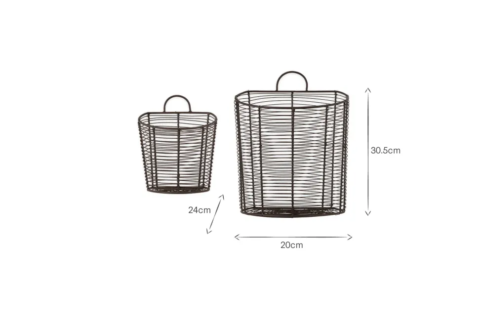 Inkollu Wall Hung Baskets - Aged Brass - (Set of 2)