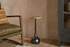 Israj Marble & Iron Side Table - Aged Black