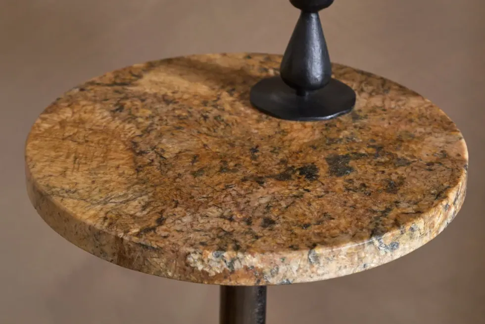 Israj Marble & Iron Side Table - Aged Black