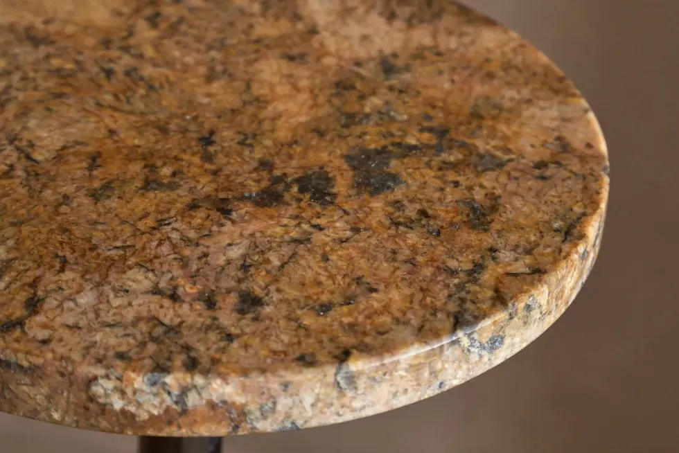 Israj Marble & Iron Side Table - Aged Black
