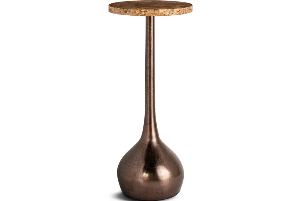 Israj Marble & Iron Side Table - Aged Black