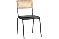 Iswa Leather & Cane Dining Chair - Black