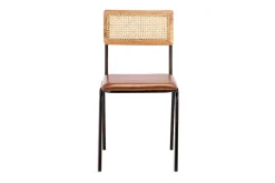 Iswa Leather & Cane Dining Chair - Tan