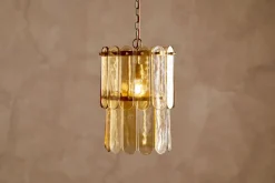 Itan Recycled Glass Tiered Pendant - Amber