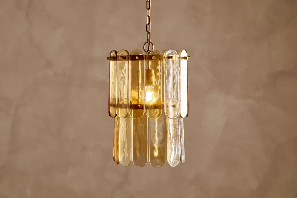 Itan Recycled Glass Tiered Pendant - Amber
