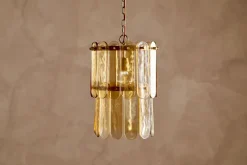Itan Recycled Glass Tiered Pendant - Amber