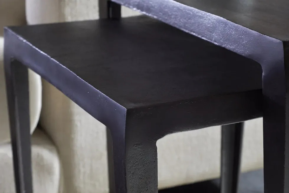 Jagan Cast Metal Nesting Side Tables - Aged Black - (Set of 2)